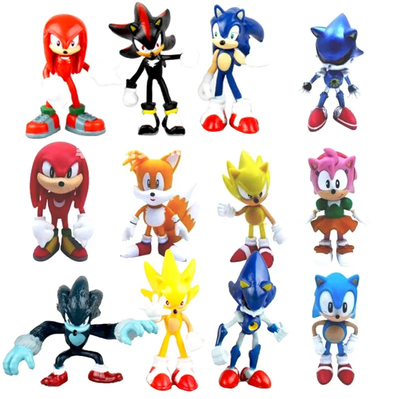 Model Kit Sonic - 6 pièces/ensemble figurines d'action soniques queues